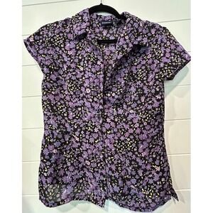 Hillard & Hanson  Floral Button‎ Up Blouse Women's Sz XS